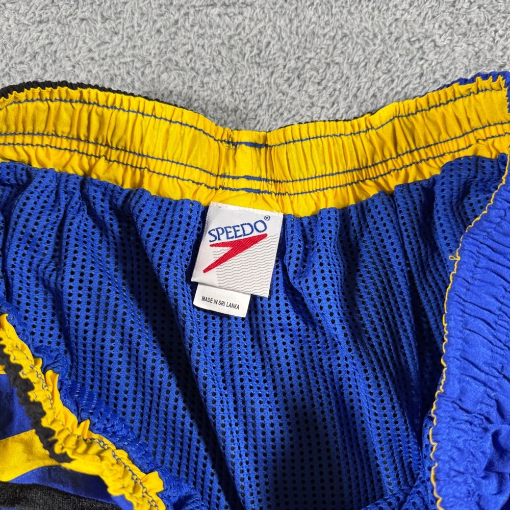 Vintage Speedo Swim Trunks Mens XL Mesh Lined Color Block Blue Back - Picture 3 of 7